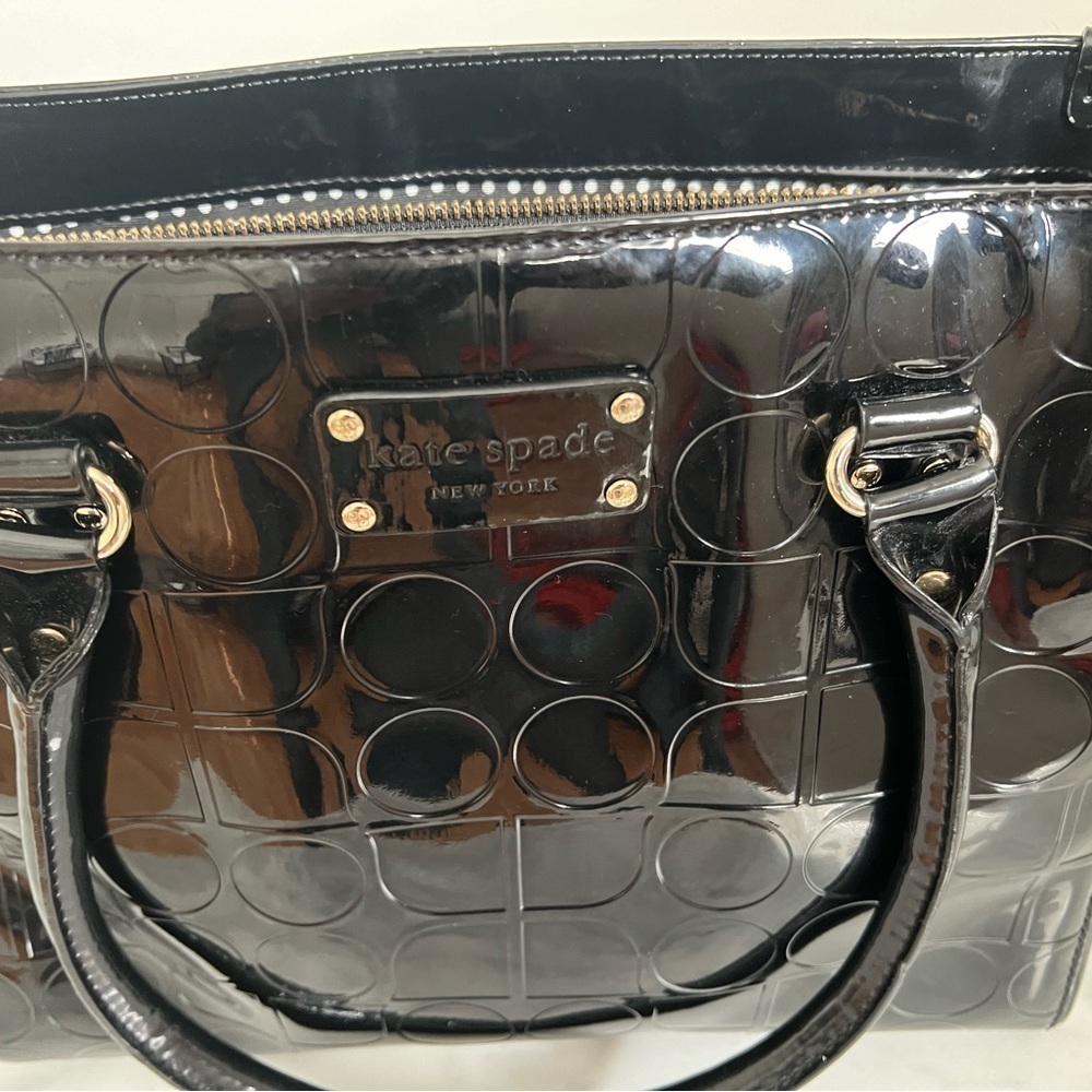 Kate Spade Wellesley Quinn Black Patent Satchel Embossed Ace of ♠️ & NWT wallet